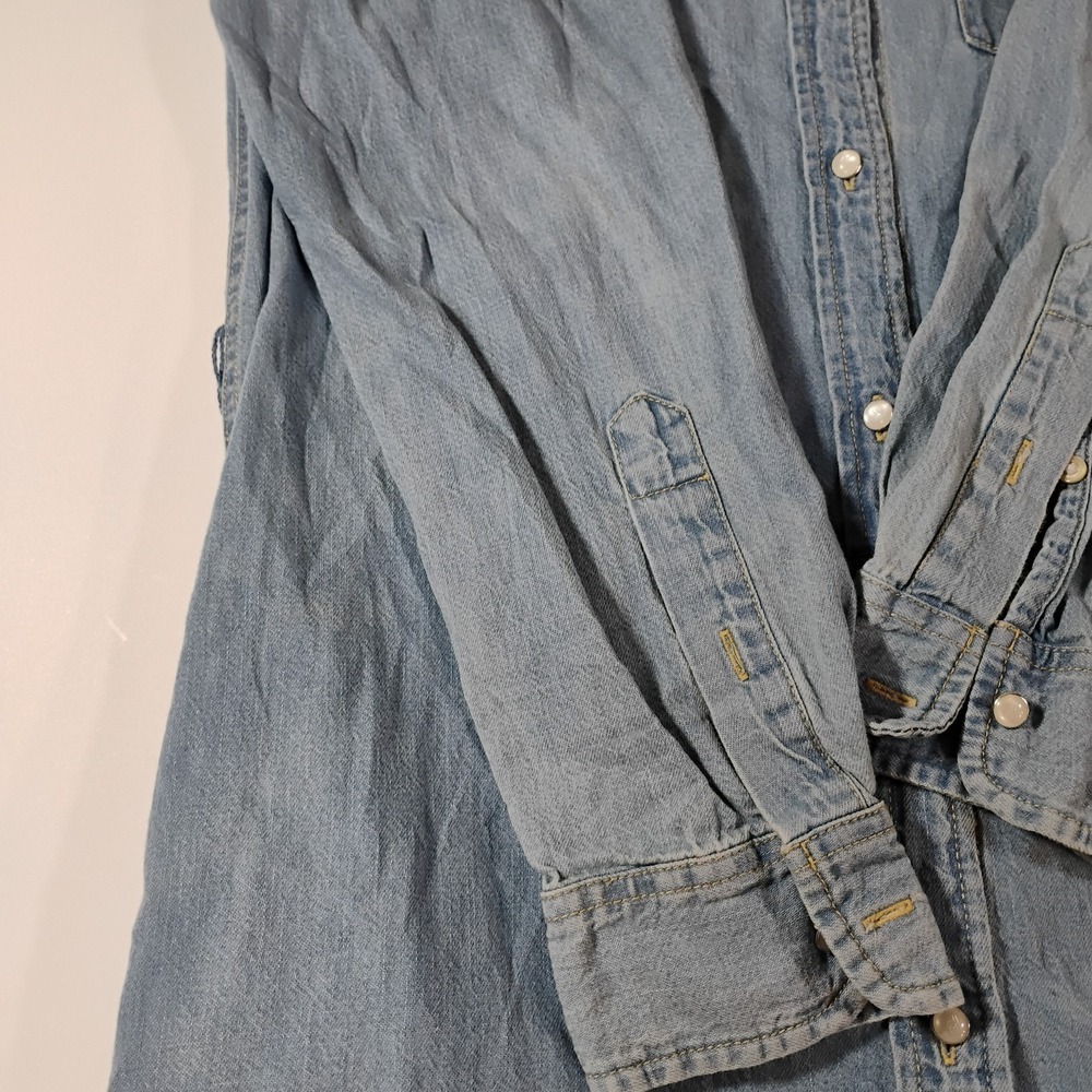 Lauren Ralph Lauren Women's Size 6 Denim Blue Shirt Dress Pearl Buttons Pocket - Picture 5 of 16